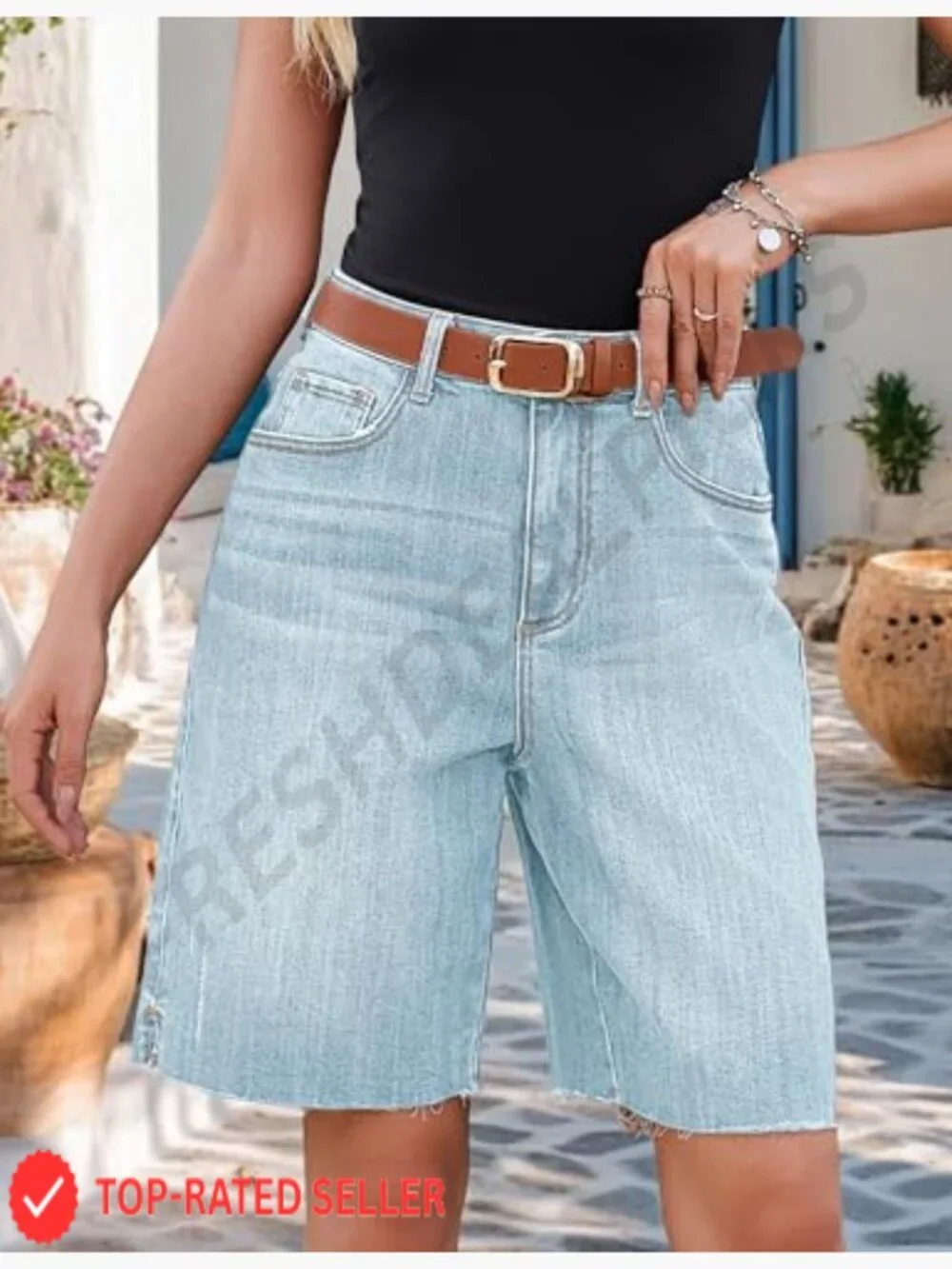 High Waisted Baggy Jean Shorts Ripped Distressed Bermuda Y2K Jorts Casual Denim